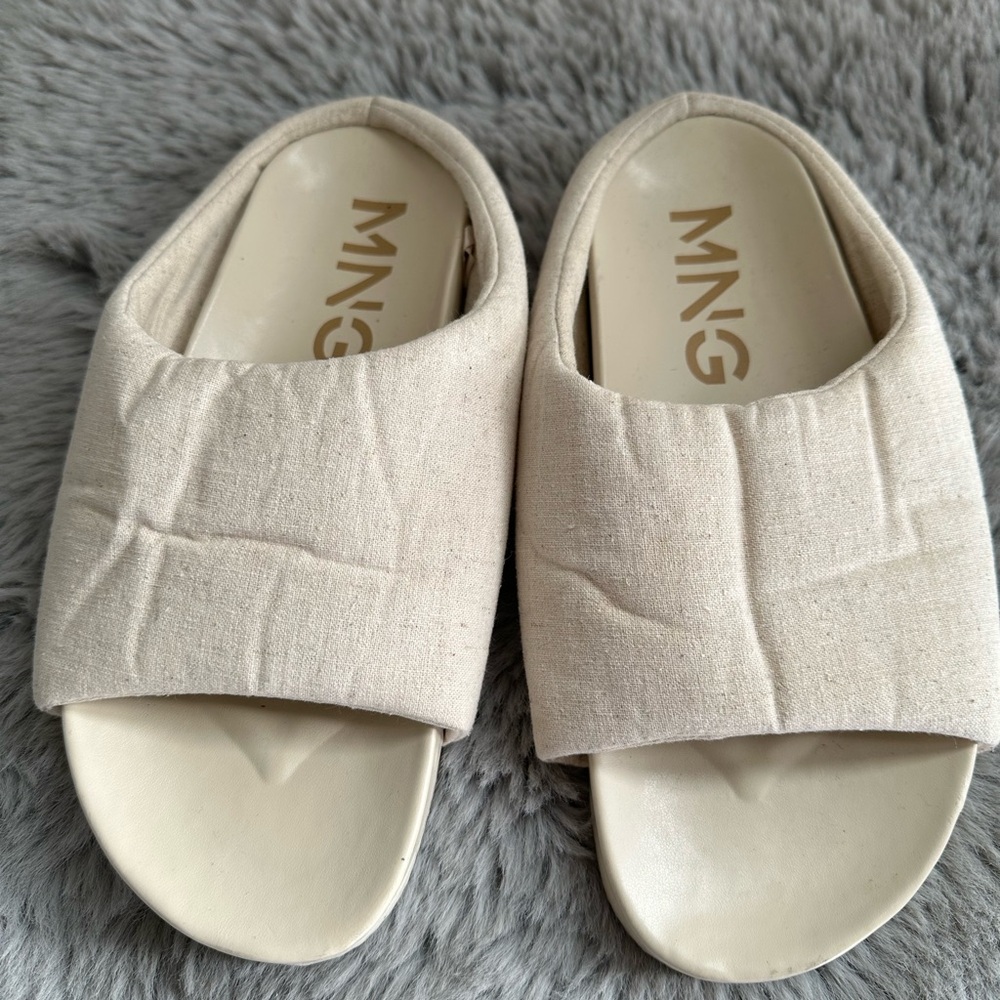Mango Kids Beige Slide Slippers
